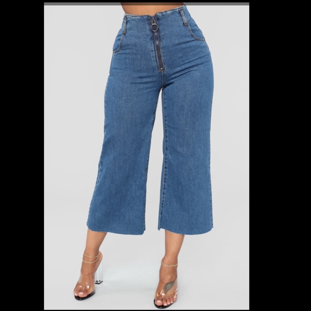 Kalley Gaucho Jeans - Medium Blue Wash
